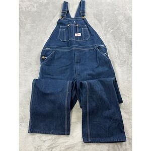 Round House Denim Bib Overalls Mens 36x30 Blue Cotton Workwear Carpenter Lot 980